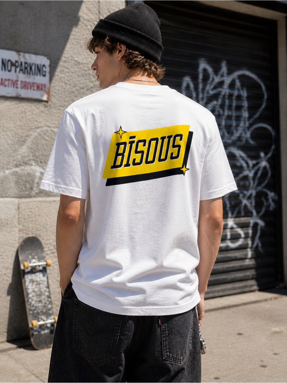 Bisous Skateboard T Shirt White Graphic Logo Tee Men’s Small Streetwear NWT New